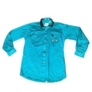 Roper Men's Turquoise Long Sleeve Western Snap Shirt Size L